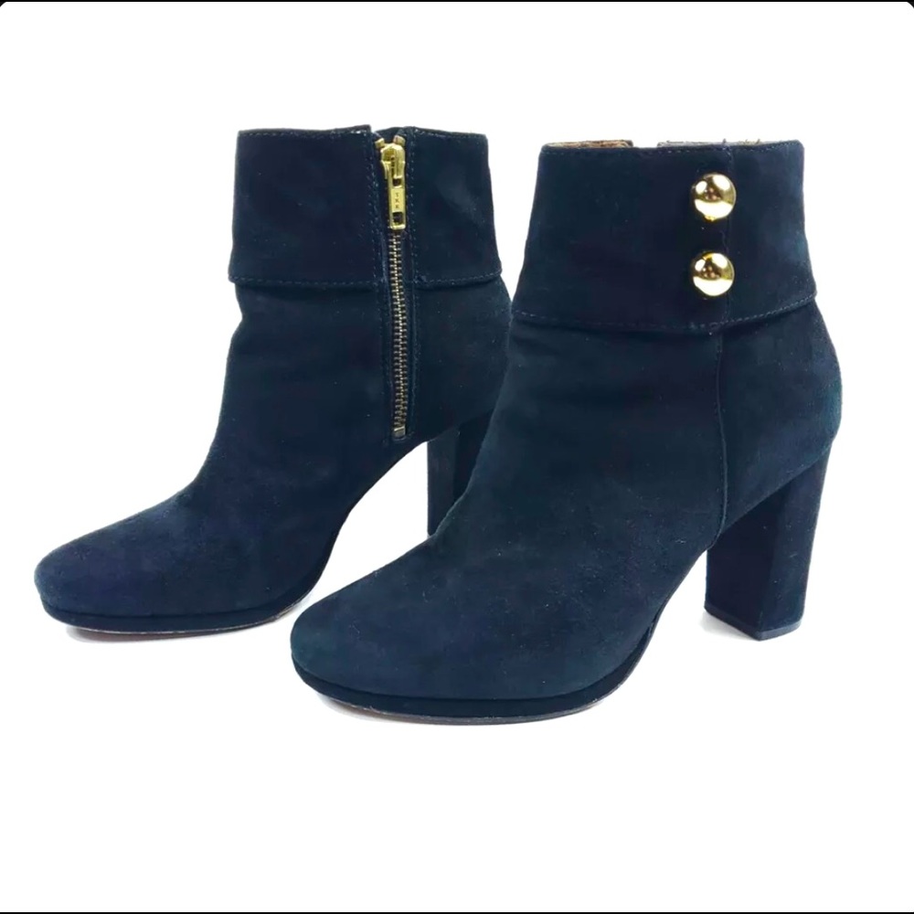 Kate Spade Black Ankle Boots with Gold Accents